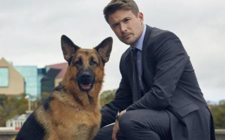 John Reardon with a German Shepherd in Hudson and Rex